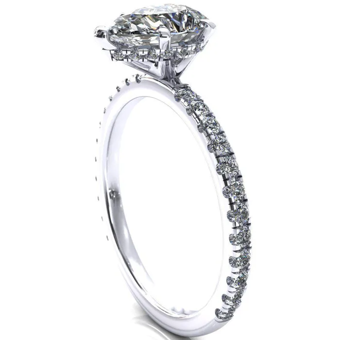 Sicili Pear Center Stone 5 Prong 34 Micro Pave Diamond Engagement Ring Fire Brilliance Rings