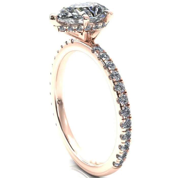Sicili Pear Center Stone 5 Prong 34 Micro Pave Diamond Engagement Ring Fire Brilliance Rings