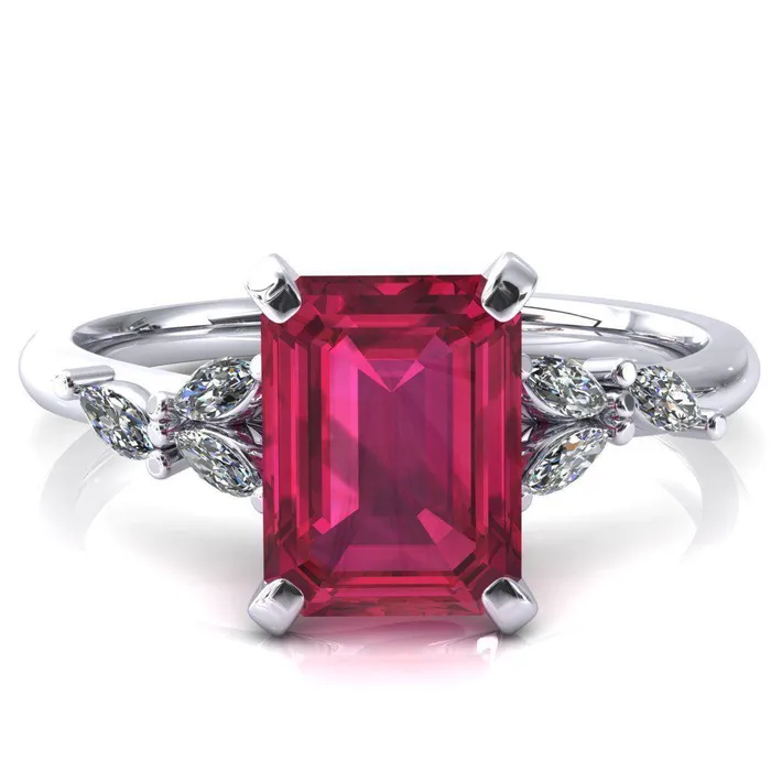 Sigrid Emerald Ruby 4 Prong Marquise Diamond Side Ring Fire Brilliance Rings Sigrid Emerald Ruby 4 Prong Marquise Diamond Side Ring Fire Brilliance Rings