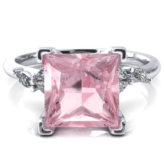 Sigrid Princess Pink Sapphire 4 Prong Marquise Diamond Side Ring Fire Brilliance Rings Sigrid Princess Pink Sapphire 4 Prong Marquise Diamond Side Ring Fire Brilliance Rings