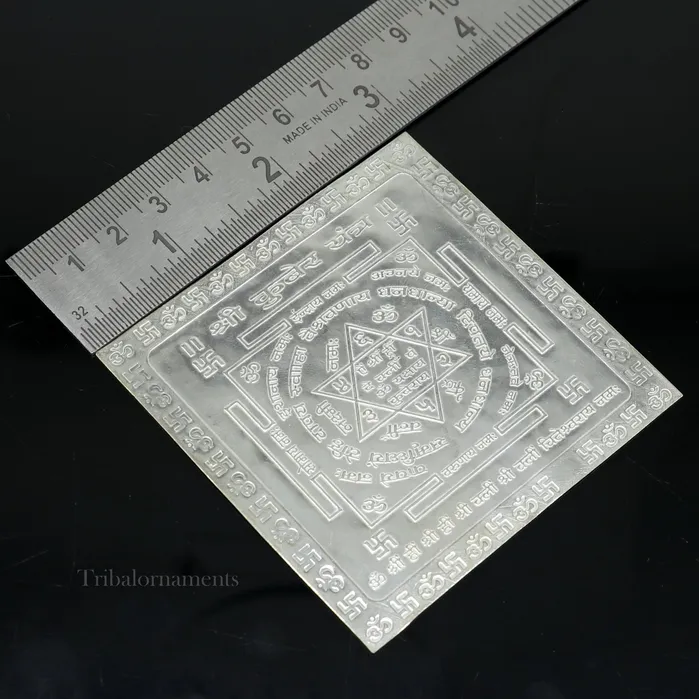 Solid silver Shri kuber Yantram idol kubera Yantra god yantram for home temple puja silver puja articles su546 TRIBAL ORNAMENTS Necklaces
