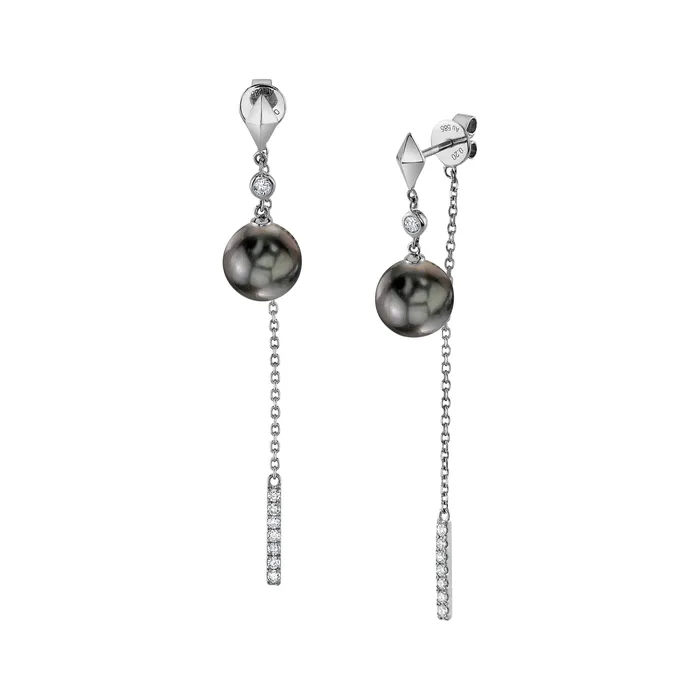 spt Earrings Tahitian South Sea Pearl Diamond Celebrity Dangle Earrings