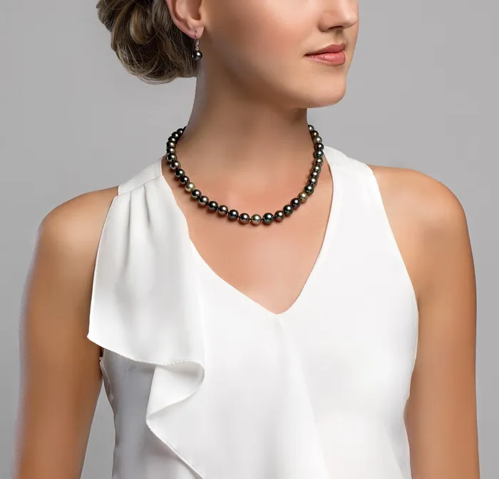 spt MultiColor Tahitian True Round Pearl Necklace 100110mm AAAA Quality Necklaces