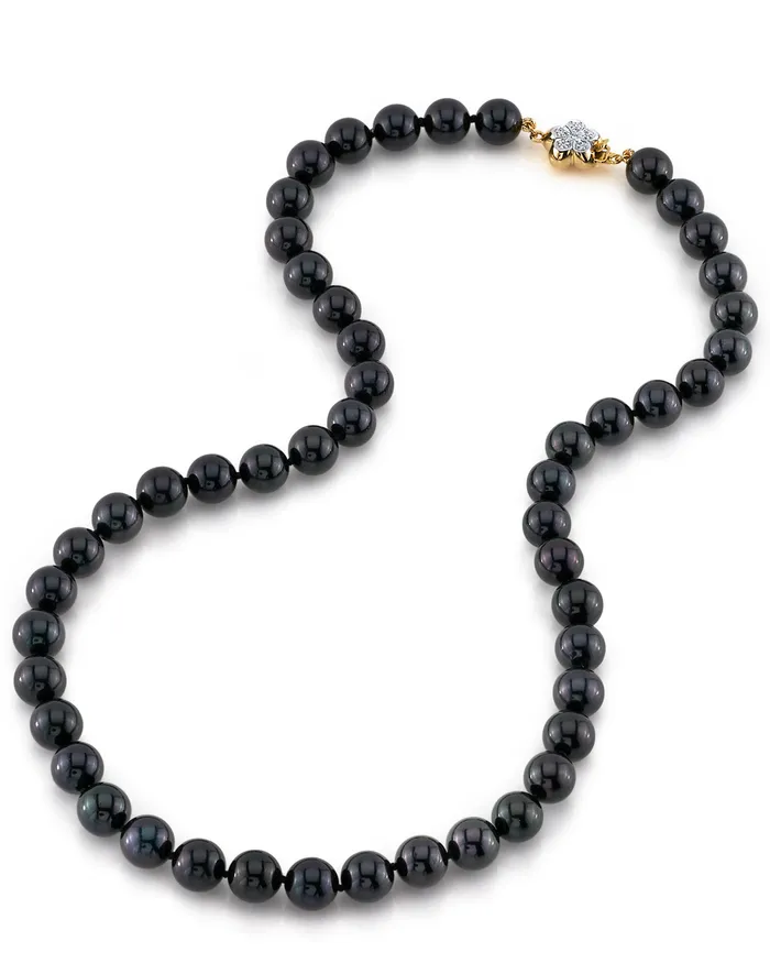 spt Necklaces Black Japanese Akoya Pearl Necklace 8085mm AA Quality