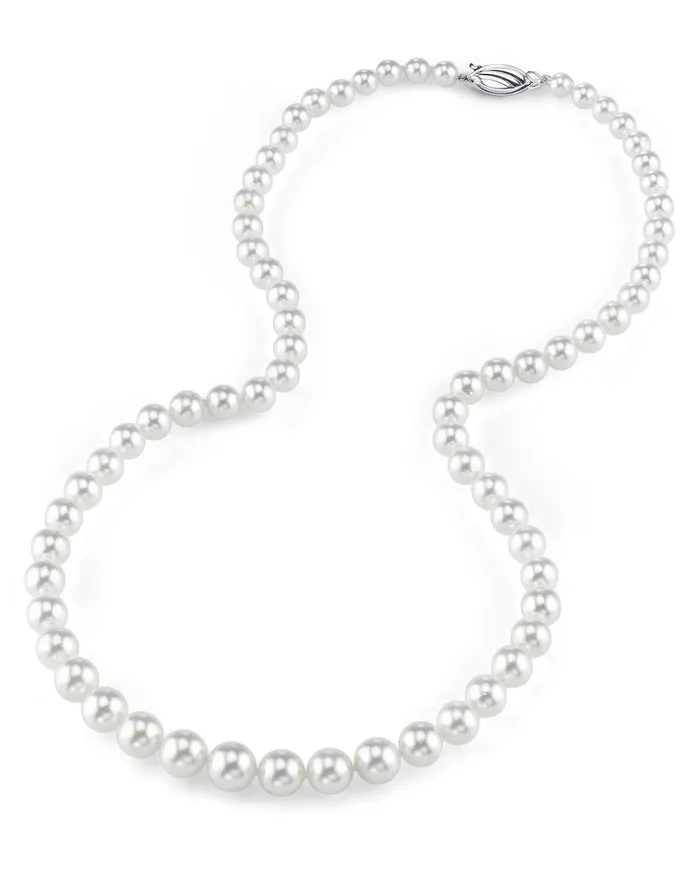 spt Necklaces Hanadama Japanese White Akoya Graduated Pearl Necklace 6090mm spt Necklaces Hanadama Japanese White Akoya Graduated Pearl Necklace 6090mm