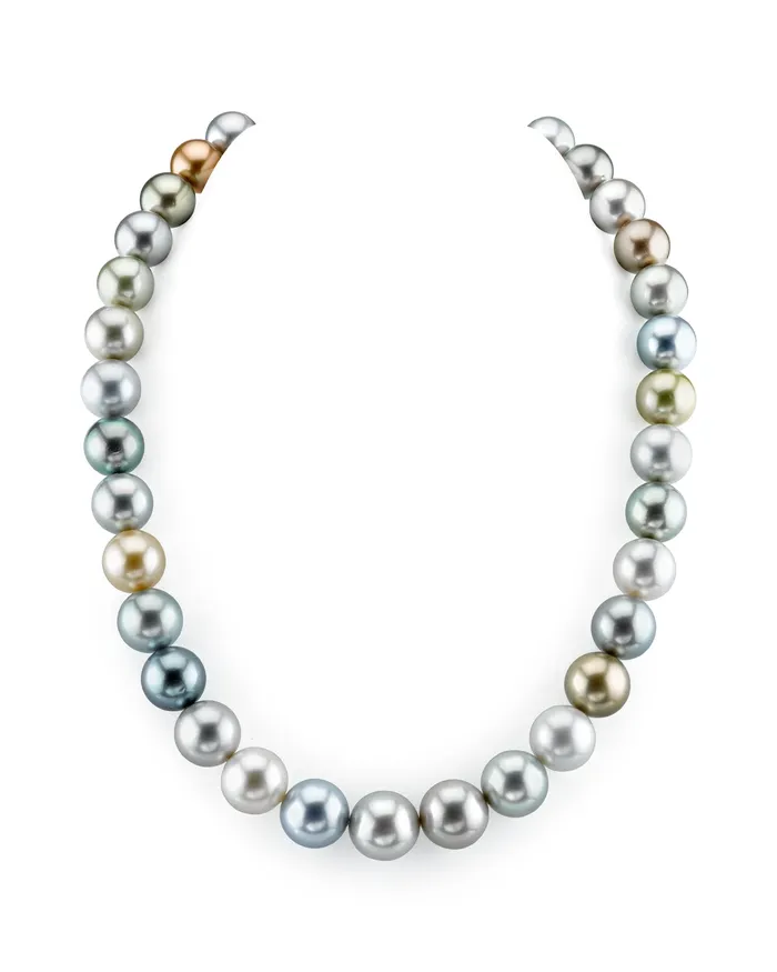 spt Necklaces Silvery MultiColor Tahitian True Round Pearl Necklace 120140mm spt Necklaces Silvery MultiColor Tahitian True Round Pearl Necklace 120140mm