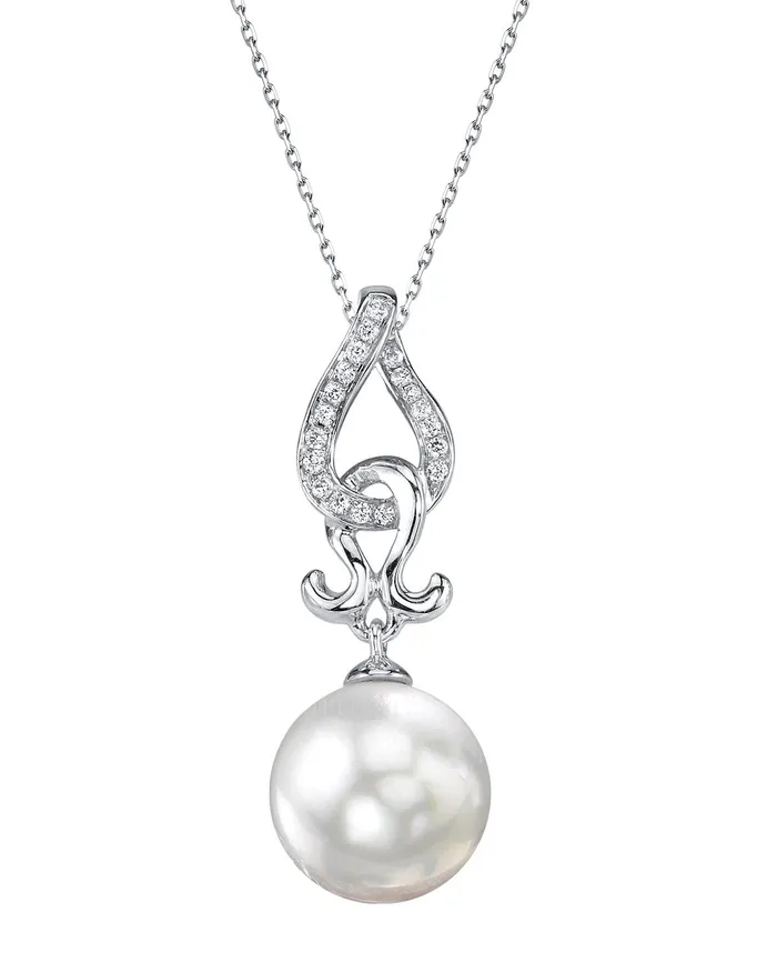 spt Necklaces White South Sea Pearl Diamond Pas de Valse Pendant