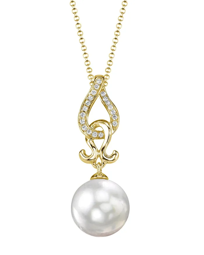 spt Necklaces White South Sea Pearl Diamond Pas de Valse Pendant