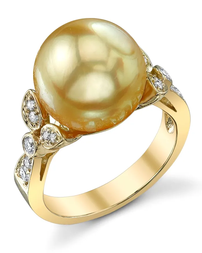 spt Rings Golden South Sea Pearl Diamond Floret Ring