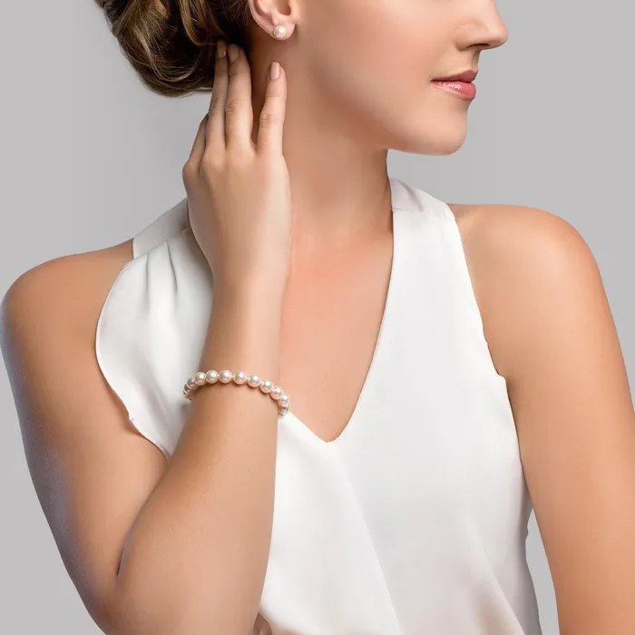 spt White Hanadama Japanese Akoya Pearl Bracelet 8590mm Bracelets