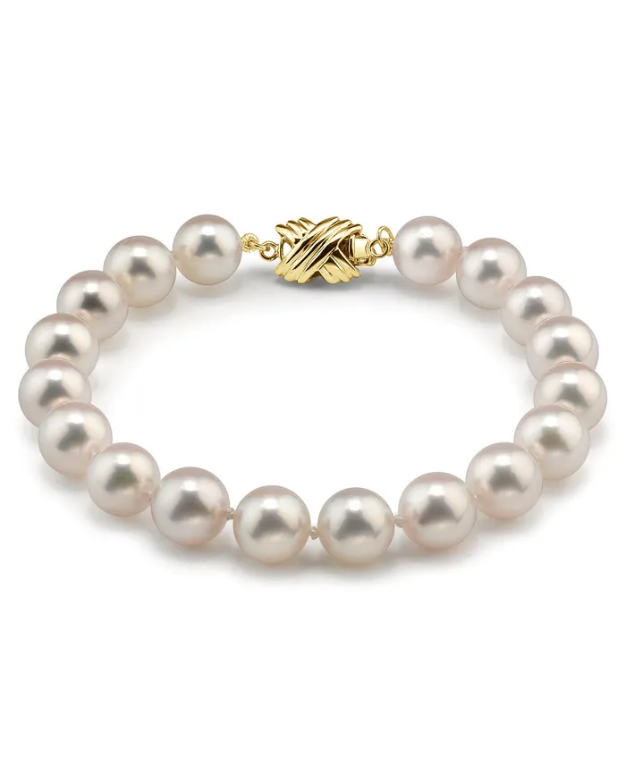 spt White Hanadama Japanese Akoya Pearl Bracelet 8590mm Bracelets