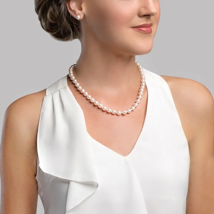 spt White Japanese Akoya Graduated Pearl Necklace 80100mm AAA Quality Necklaces