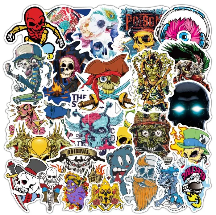 ST21 Skull 20 Pieces Assorted Stickers POLLY Rings