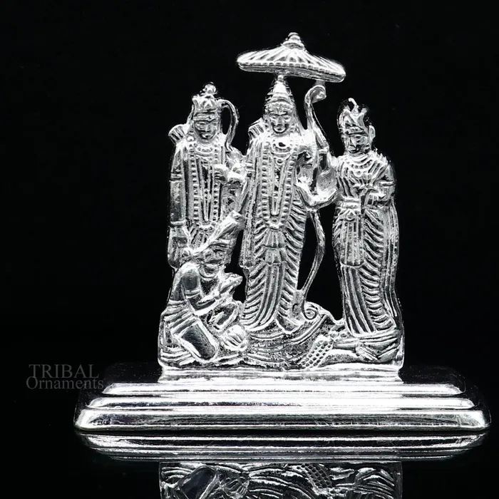 Sterling silver handmade Divine Hindu god Rama Laxman seeta and Hanuman blessing Statue Ram Darbar Divine figurine puja article art464 TRIBAL ORNAMENTS Rings