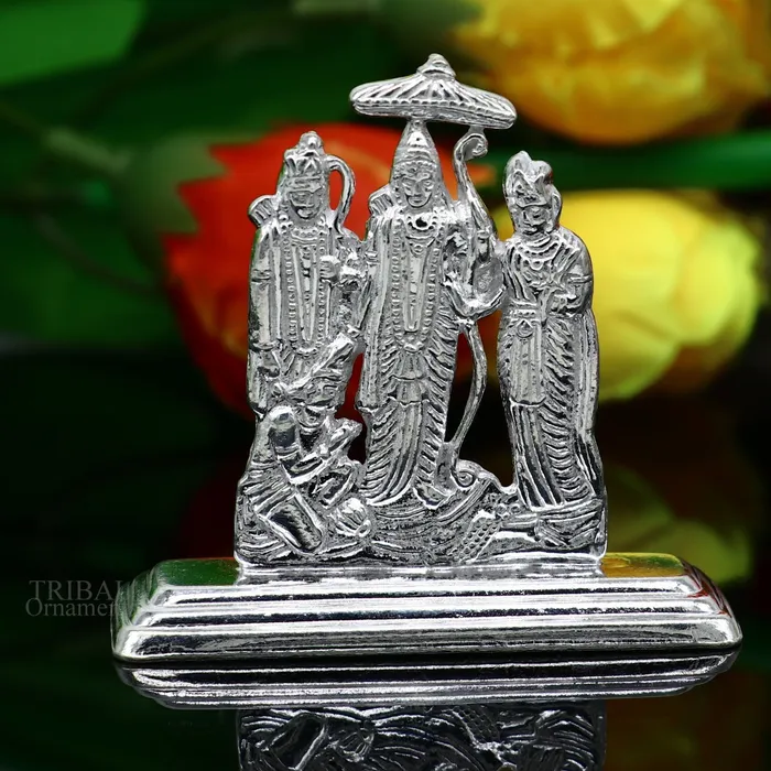 Sterling silver handmade Divine Hindu god Rama Laxman seeta and Hanuman blessing Statue Ram Darbar Divine figurine puja article art464 TRIBAL ORNAMENTS Rings