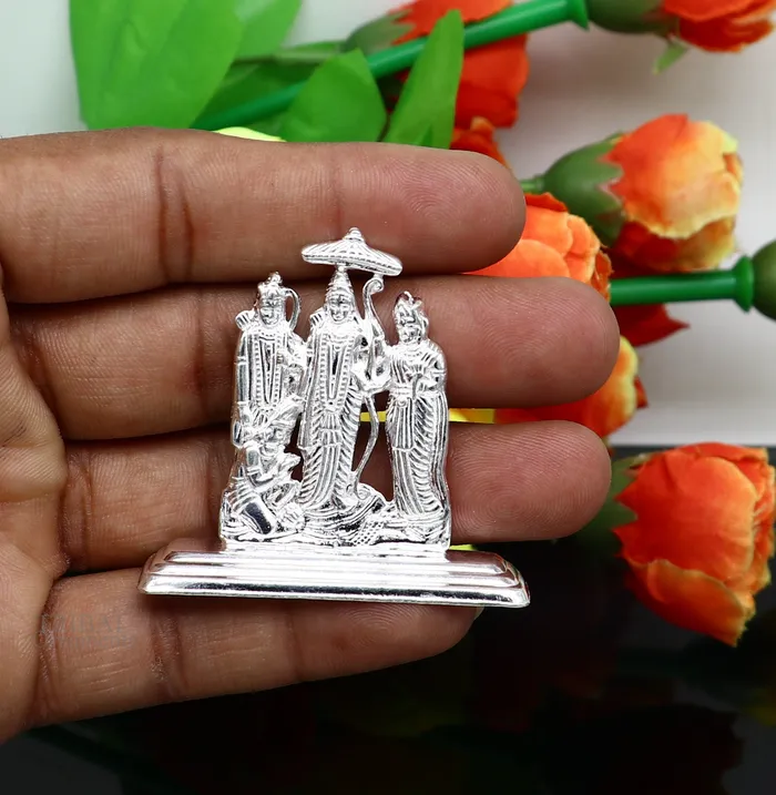 Sterling silver handmade Divine Hindu god Rama Laxman seeta and Hanuman blessing Statue Ram Darbar Divine figurine puja article art464 TRIBAL ORNAMENTS Rings