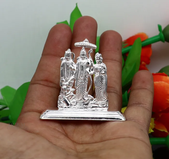 Sterling silver handmade Divine Hindu god Rama Laxman seeta and Hanuman blessing Statue Ram Darbar Divine figurine puja article art464 TRIBAL ORNAMENTS Rings