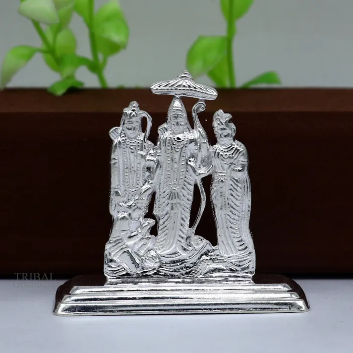 Sterling silver handmade Divine Hindu god Rama Laxman seeta and Hanuman blessing Statue Ram Darbar Divine figurine puja article art464 TRIBAL ORNAMENTS Rings