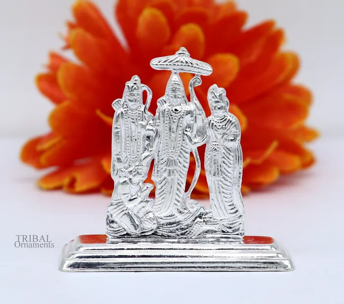 Sterling silver handmade Divine Hindu god Rama Laxman seeta and Hanuman blessing Statue Ram Darbar Divine figurine puja article art464 TRIBAL ORNAMENTS Rings