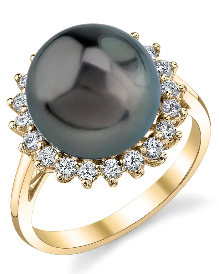 Tahitian South Sea Pearl Diamond Sage Ring spt Rings