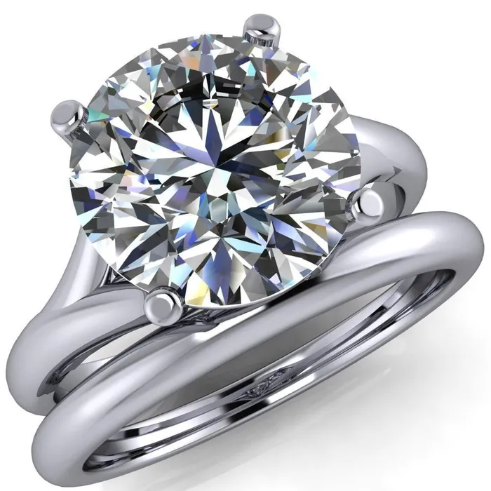 Thea Round Center Stone 4 Prong Split Shank Engagement Ring Fire Brilliance Rings Thea Round Center Stone 4 Prong Split Shank Engagement Ring Fire Brilliance Rings