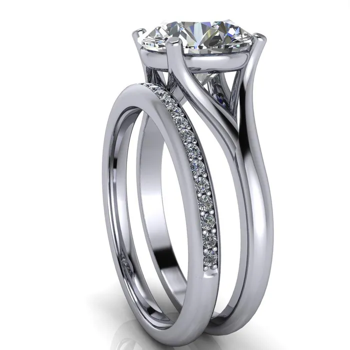 Thea Round Center Stone 4 Prong Split Shank Engagement Ring Fire Brilliance Rings
