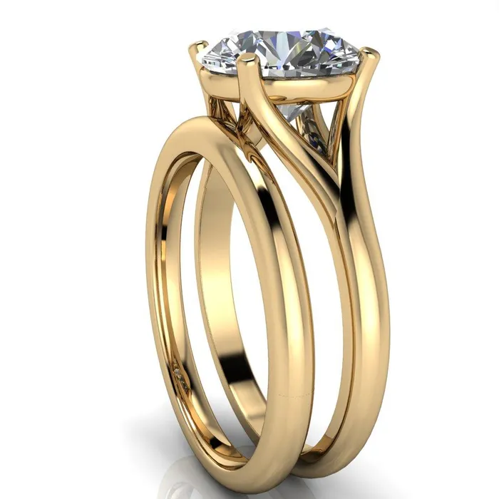 Thea Round Center Stone 4 Prong Split Shank Engagement Ring Fire Brilliance Rings