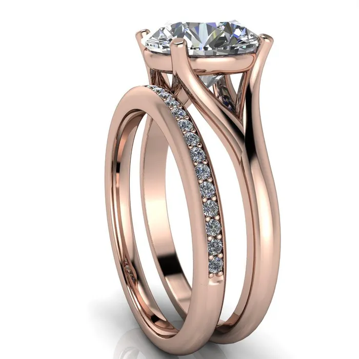 Thea Round Center Stone 4 Prong Split Shank Engagement Ring Fire Brilliance Rings