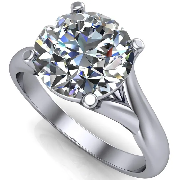 Thea Round Center Stone 4 Prong Split Shank Engagement Ring Fire Brilliance Rings