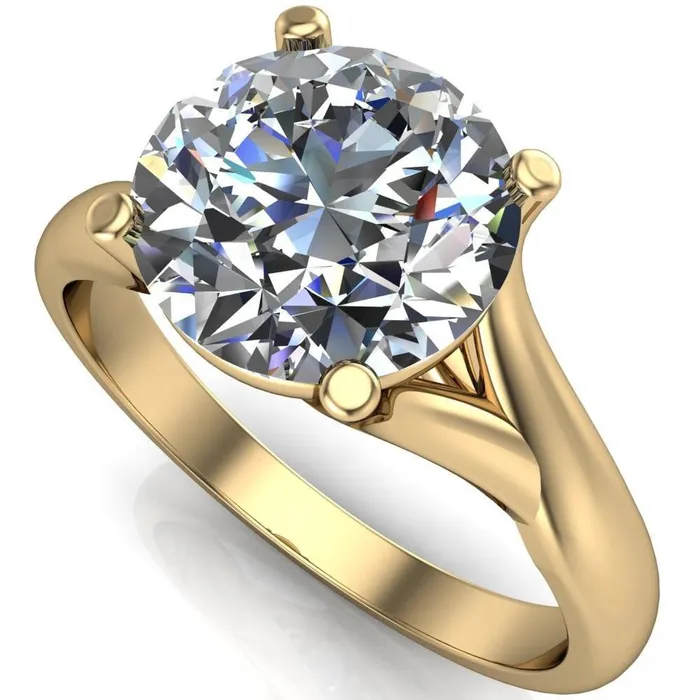 Thea Round Center Stone 4 Prong Split Shank Engagement Ring Fire Brilliance Rings