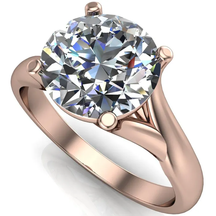Thea Round Center Stone 4 Prong Split Shank Engagement Ring Fire Brilliance Rings
