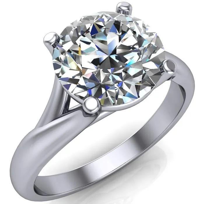 Thea Round Center Stone 4 Prong Split Shank Engagement Ring Fire Brilliance Rings