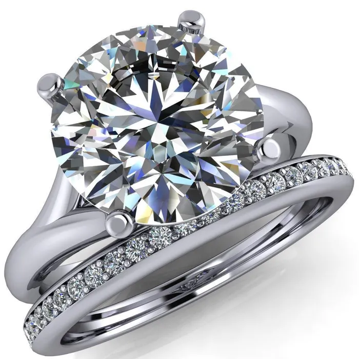 Thea Round Center Stone 4 Prong Split Shank Engagement Ring Fire Brilliance Rings