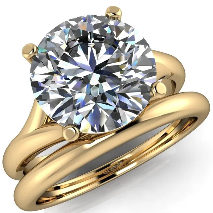 Thea Round Center Stone 4 Prong Split Shank Engagement Ring Fire Brilliance Rings