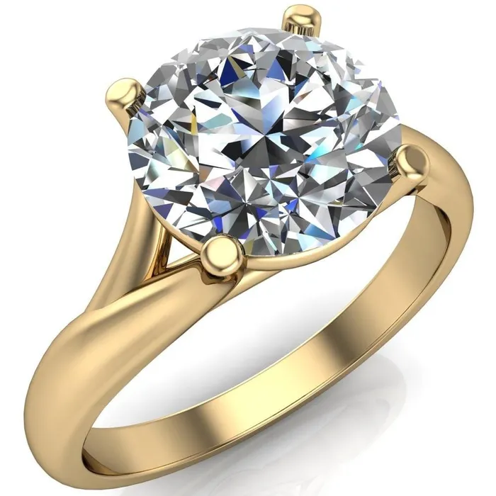 Thea Round Center Stone 4 Prong Split Shank Engagement Ring Fire Brilliance Rings
