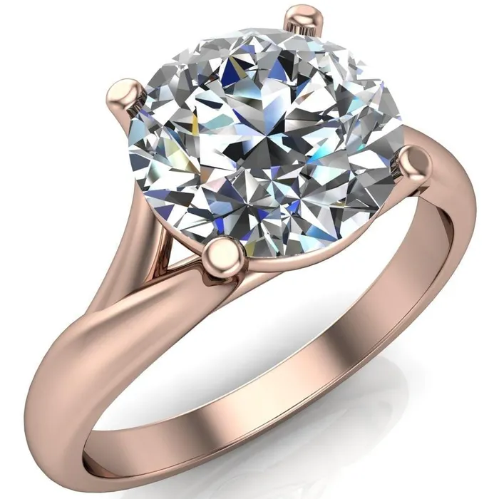 Thea Round Center Stone 4 Prong Split Shank Engagement Ring Fire Brilliance Rings