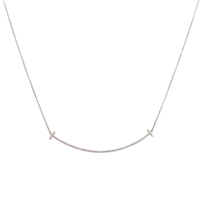 Tiffany Co Necklaces PreOwned Tiffany Co Diamond Tiffany T Smile Pendant Tiffany Co Necklaces PreOwned Tiffany Co Diamond Tiffany T Smile Pendant
