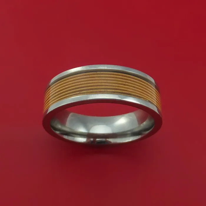 Titanium Ring with BrassWound Guitar String Inlay Custom Made Band Lashbrook Rings Titanium Ring with BrassWound Guitar String Inlay Custom Made Band Lashbrook Rings