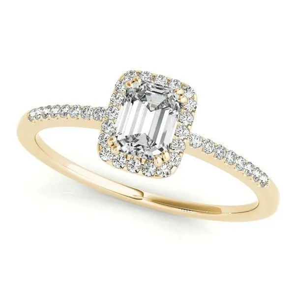 Tori Emerald Moissanite Halo Engagement Ring Fire Brilliance Rings