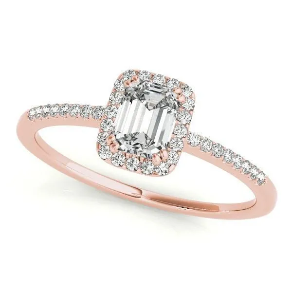 Tori Emerald Moissanite Halo Engagement Ring Fire Brilliance Rings
