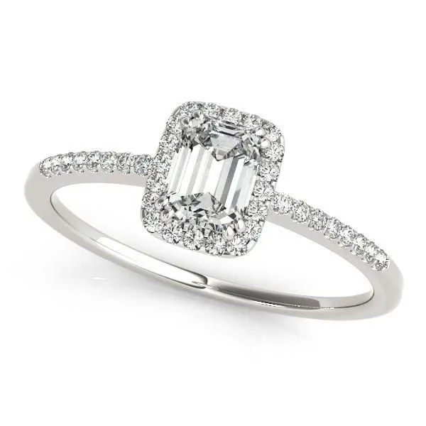 Tori Emerald Moissanite Halo Engagement Ring Fire Brilliance Rings