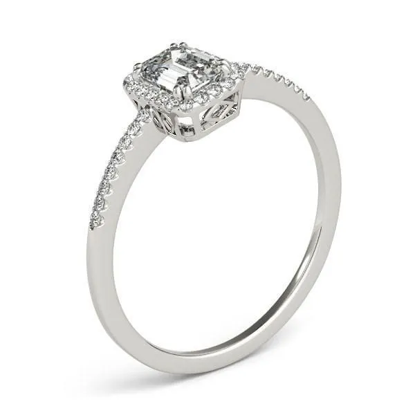 Tori Emerald Moissanite Halo Engagement Ring Fire Brilliance Rings