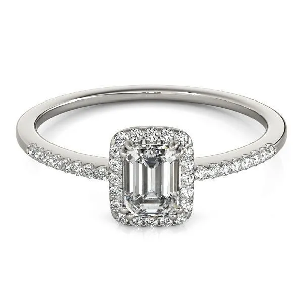 Tori Emerald Moissanite Halo Engagement Ring Fire Brilliance Rings