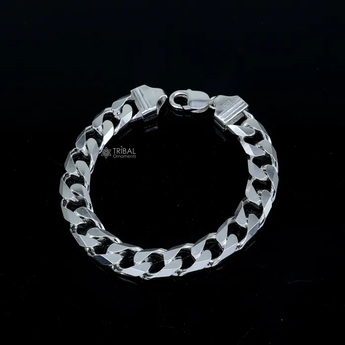 TRIBAL ORNAMENTS 10 mm12mm 85inches 925 sterling silver heavy chain bracelet excellent mens gifting jewelry sbr745 Bracelets