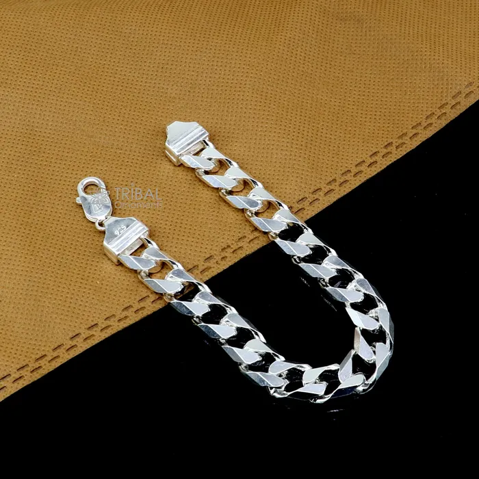 TRIBAL ORNAMENTS 10 mm12mm 85inches 925 sterling silver heavy chain bracelet excellent mens gifting jewelry sbr745 Bracelets