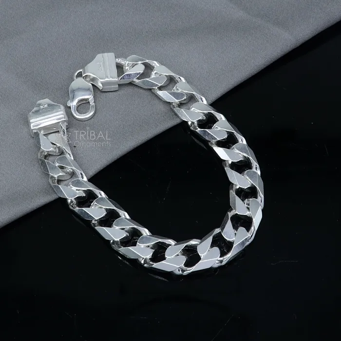 TRIBAL ORNAMENTS 10 mm12mm 85inches 925 sterling silver heavy chain bracelet excellent mens gifting jewelry sbr745 Bracelets
