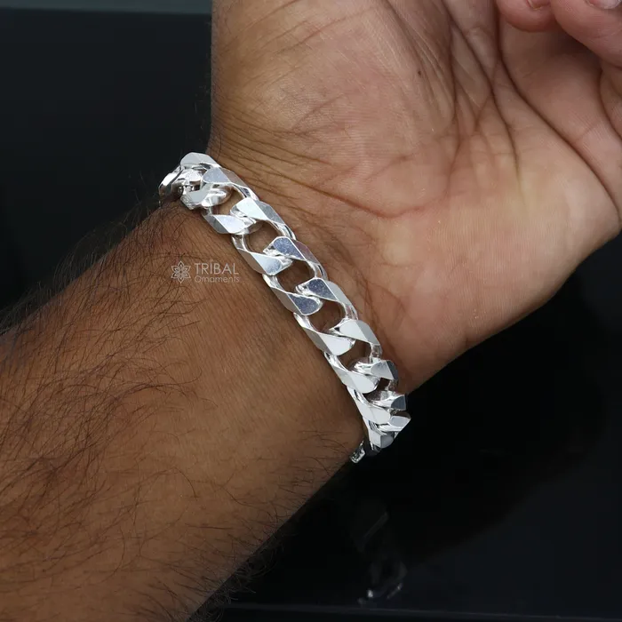 TRIBAL ORNAMENTS 10 mm12mm 85inches 925 sterling silver heavy chain bracelet excellent mens gifting jewelry sbr745 Bracelets