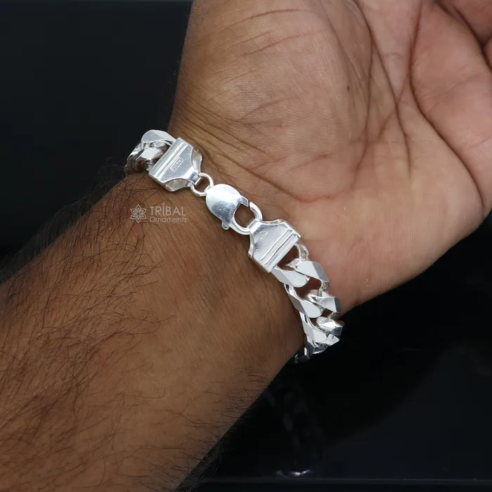 TRIBAL ORNAMENTS 10 mm12mm 85inches 925 sterling silver heavy chain bracelet excellent mens gifting jewelry sbr745 Bracelets
