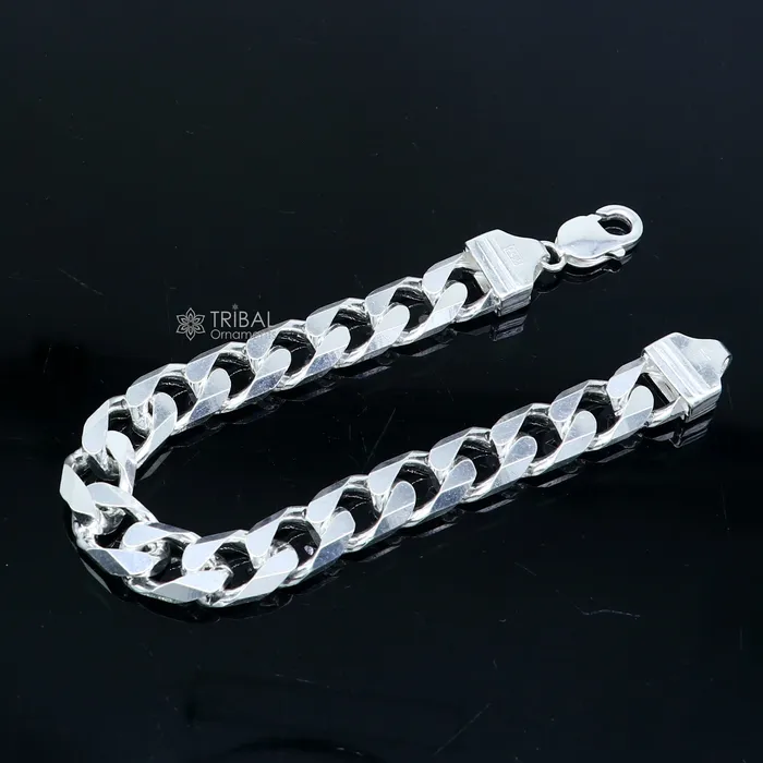 TRIBAL ORNAMENTS 10 mm12mm 85inches 925 sterling silver heavy chain bracelet excellent mens gifting jewelry sbr745 Bracelets