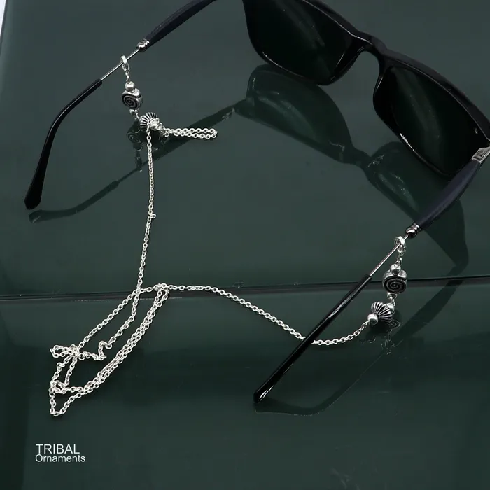TRIBAL ORNAMENTS 30 long Sterling silver Face Mask Chain Eyeglass Glasses Chains cuban link chain Women Stylish Sunglass Eyeglass Cord mask chain ch139 Necklaces